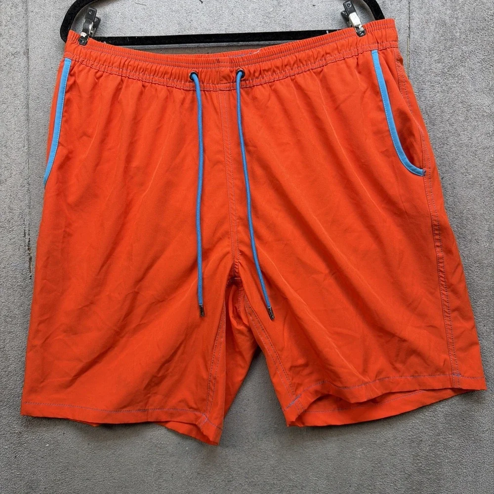 Men's Swim Trunks Orange‎ Lined Drawstring Board Shorts Beach Bros XXL